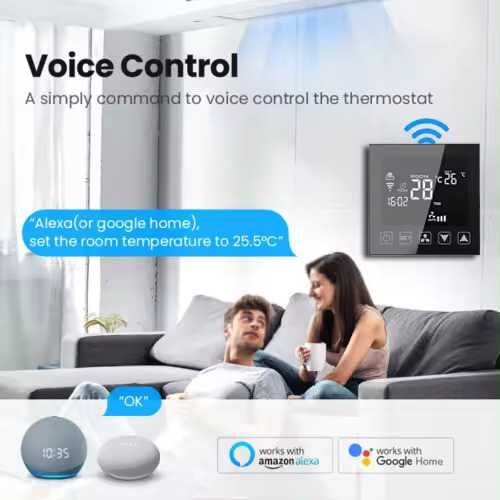 Termostat smart HYSEN HY603-WIFI-AC Tuya, ventiloconvertor