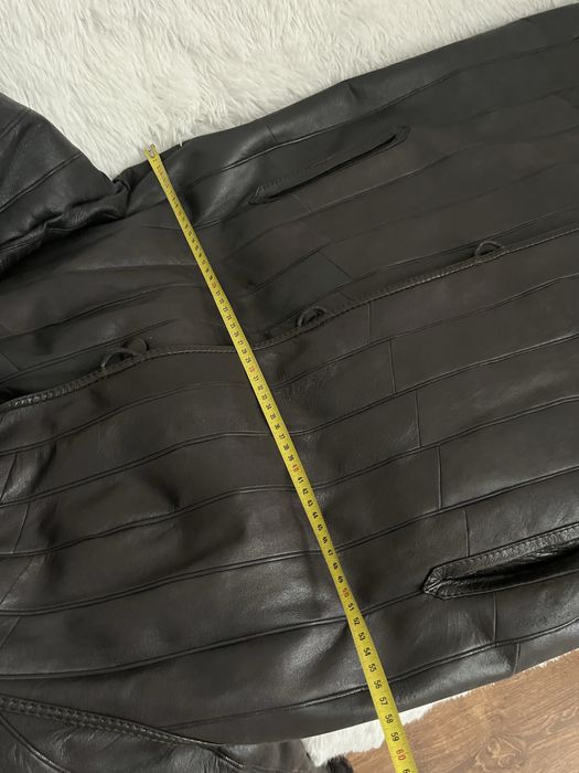 Palton lung din piele naturală cu blană naturală hand made