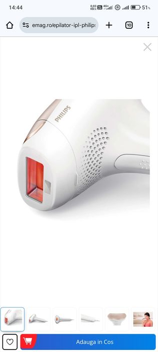 Epilator IPL Philips Lumea SC1997/00, 250.000 impulsuri, senzor piele,