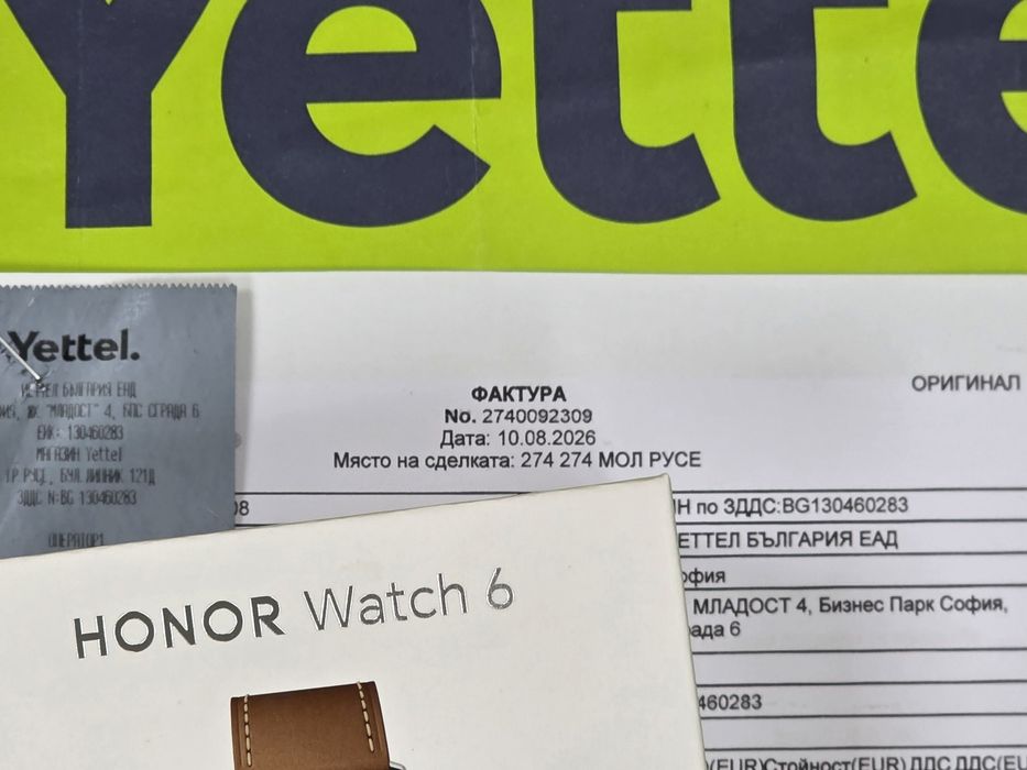 КАТО НОВ 46.5mm Honor Watch 6 Гаранция Yettel 3г. 2029 Twilight Brown