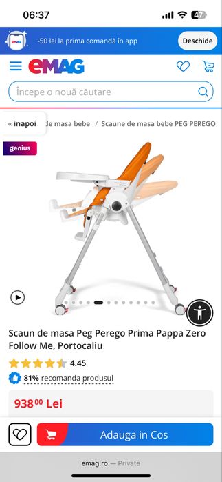 Scaun de masa Peg Perego Prima Pappa