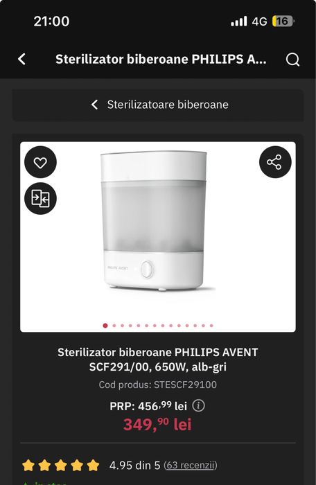 Sterilizator biberoane PHILIPS AVENT