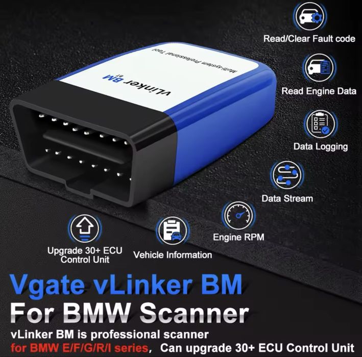 Vgate VLinker BM+ Dual Bluetooth 4.0, iOS/Android, OBD 2 BMW seriile Exx Fxx Gxx, I Mini seria Fxx