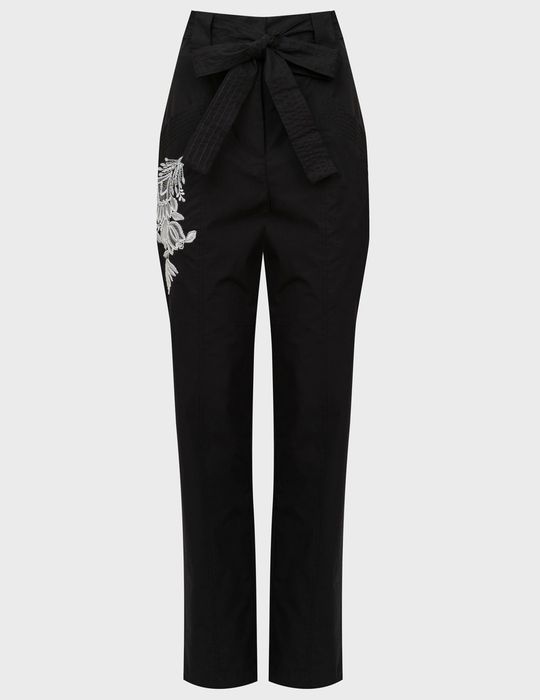 Черен панталон Twinset с колан,висока талия, размер 40/S,с мъниста,нов