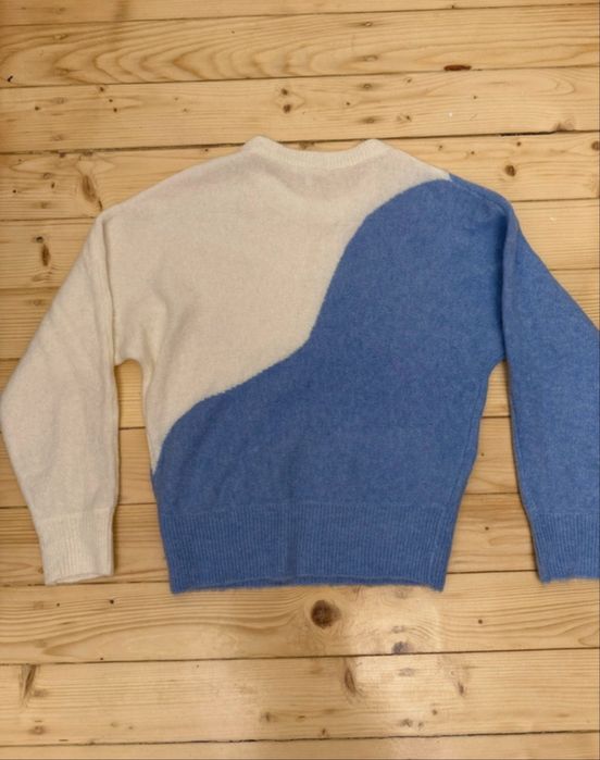 Pulover, Opus, marimea 36, alb cu albastru.