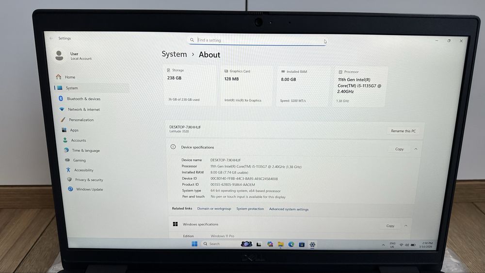 Лаптоп Dell Latitude 3520 FHD 15.6” Intel i5-1135G7 8GB RAM 256GB SSD