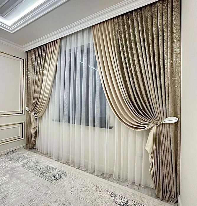Лазерные велюровые шторы+тюль 5м