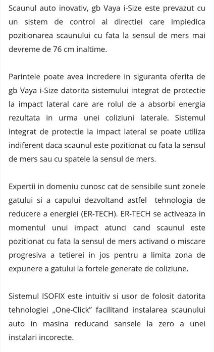 Scaun auto Isofix I-Size GB Vaya