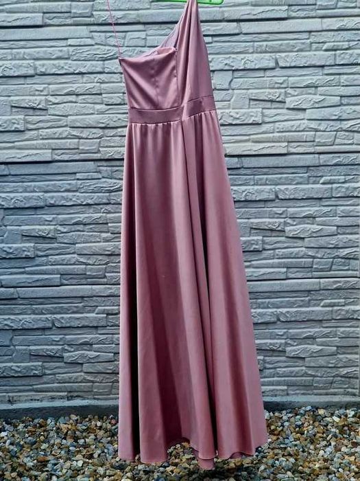 Rochie de seară elegantă, roz pudrat, nouă – model pe un umăr
