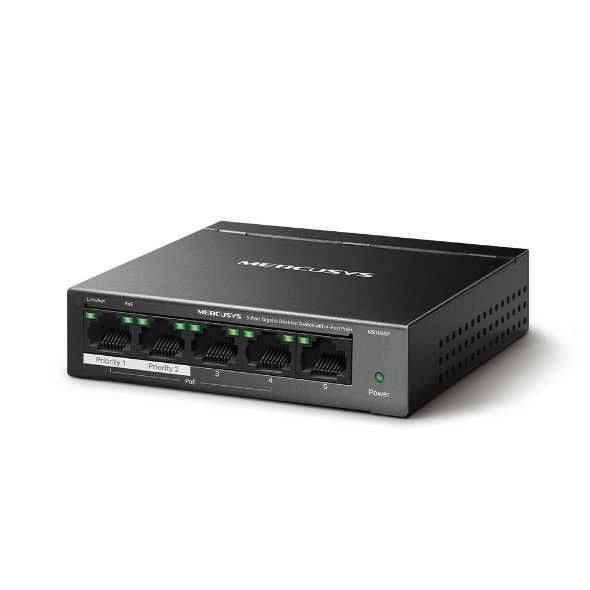5 портовый гигабитный коммутатор с 4 порта PoE+ Mercusys MS105GP