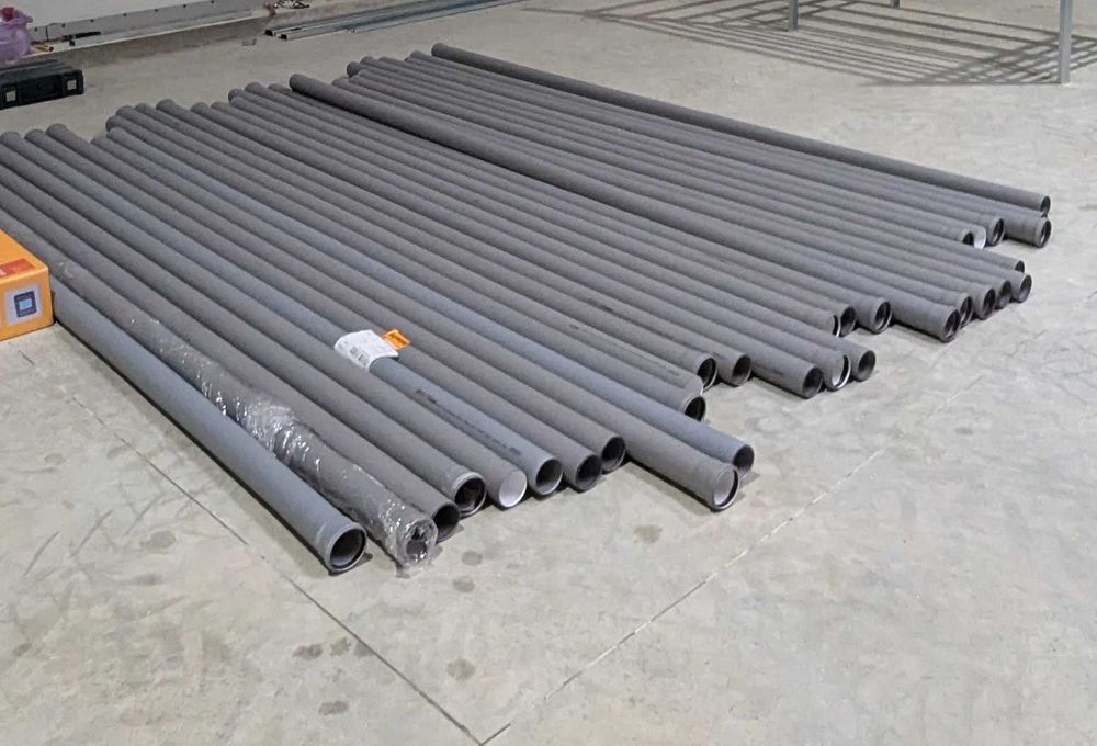 Țevi PVC gri (canalizare internă) cu imufa, 75 mm x 3 m — 16 buc