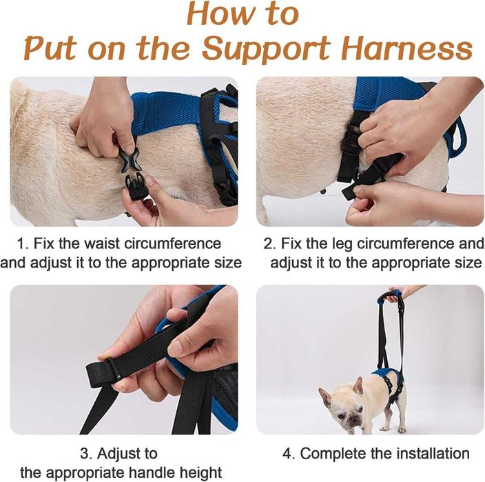 MIGHTYDUTY Колан за повдигане на кучета за задни крака, регулируем, XL