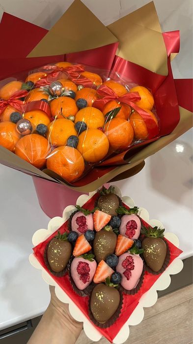 Клубника в шоколаде, букеты в шоколаде, мандариновые букеты в Актобе