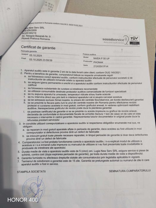 Aparat auditiv Phonak Naida P50 UP-garantie