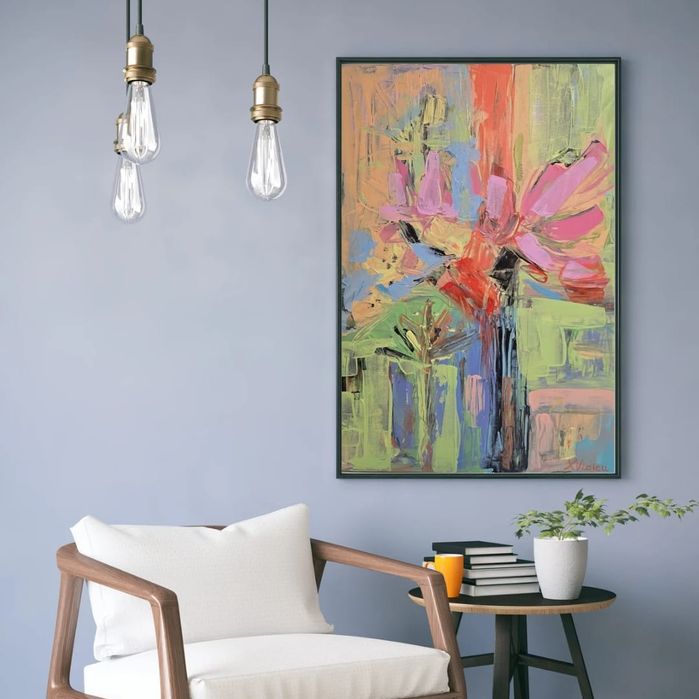 Tablou abstract 50×70 cm. Panza, acrilice