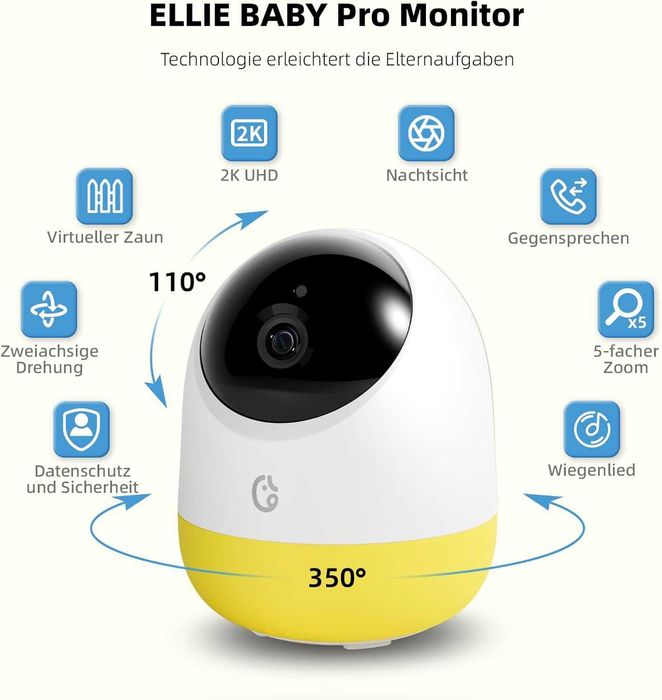 Monitor pentru bebeluși cu cameră fără WiFi rotativa