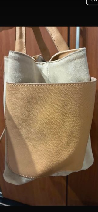 Geanta de mana , piele naturala, bej/ camel, Rapel.Biz