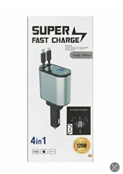 Incarcator Fast Charger 4 in 1 Cablu Type C / Lightening Afisaj