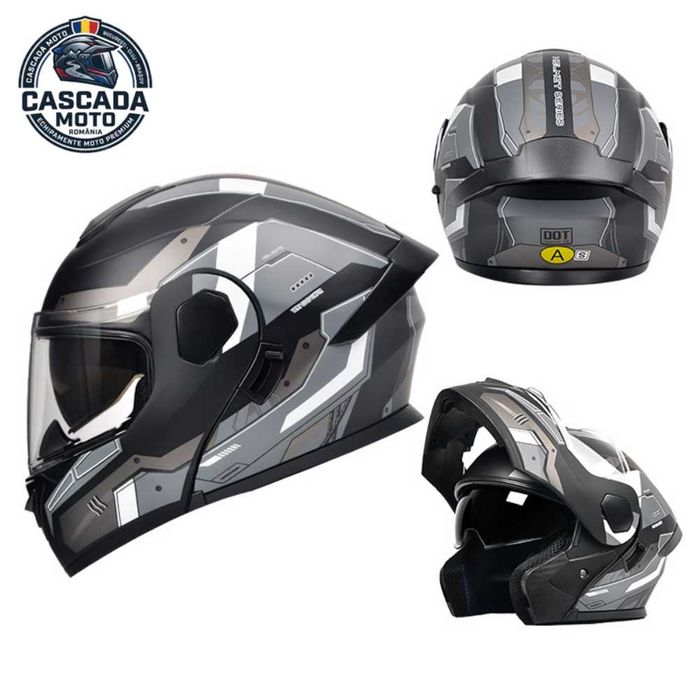 Cască Moto Jet cu Vizieră Dublă – Siguranță DOT, Design Modern, ABS Rezistent