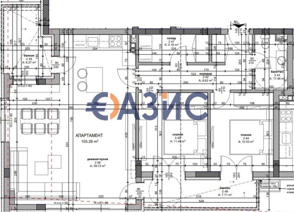 Апартамент с 2 спални в сграда в строеж в Несебър, България, 115,45 кв