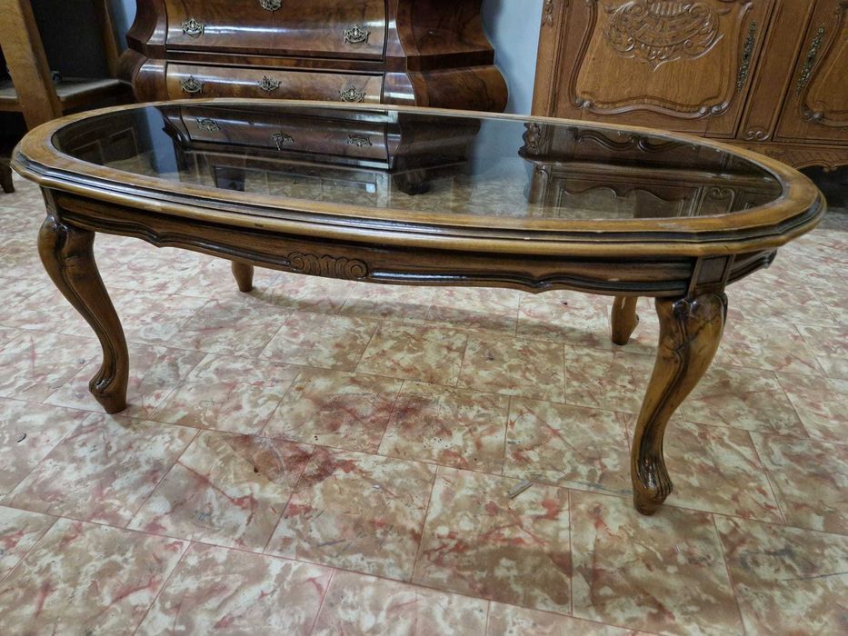 *ПРОМОЦИЯ* Холна маса масив със стъклен плот