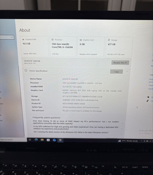 Laptop Gaming Acer Nitro Lite 16