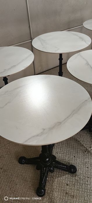 Маса за кафе , ф50 , с чугунена конструкция и хим.мрамор за плот