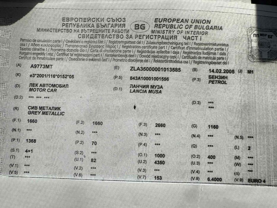 Ланчия Муса 1.4 95 кс 2005г на части