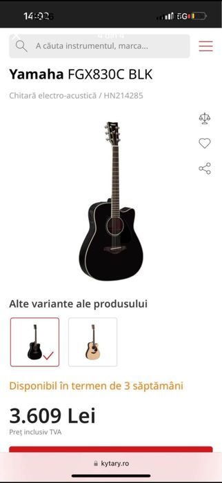 Chitara yamaha FGX 830 C black