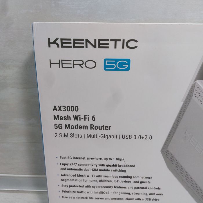 5G Рутер Keenetic Hero 5G (KN-2311) AX3000 Mesh Wi-Fi 6 | Dual SIM | Пълен Комплект | Като Нов