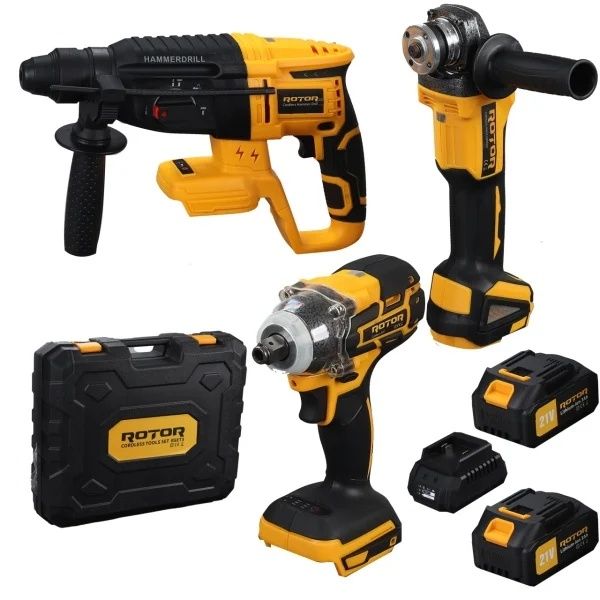 Trusa de scule 3 în 1 ROTOR RSET3, Rotopercutor ,Polizor unghiular, Au