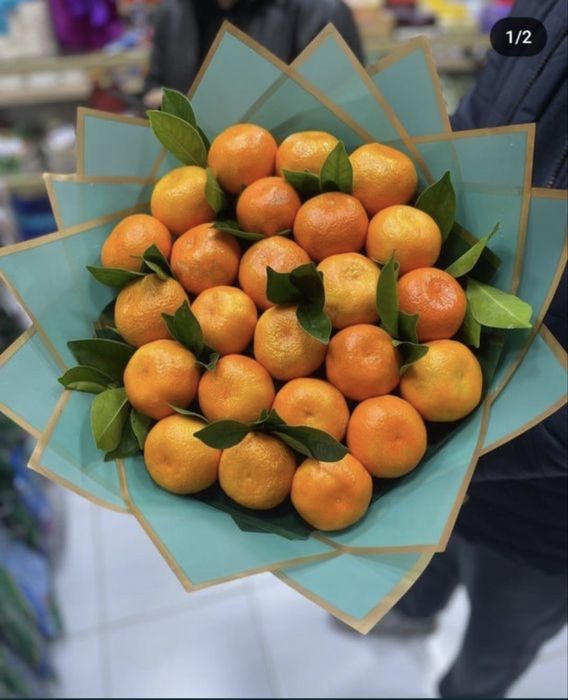Buket Mandarin gul mandarin buket ayiqchala kapalakli buket igrushka