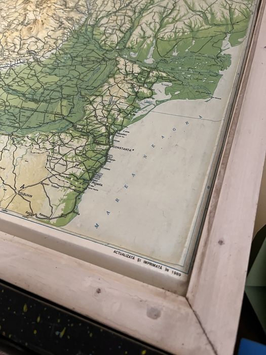 Harta Romaniei 89’  3d relief comunista vintage colectie 100x75