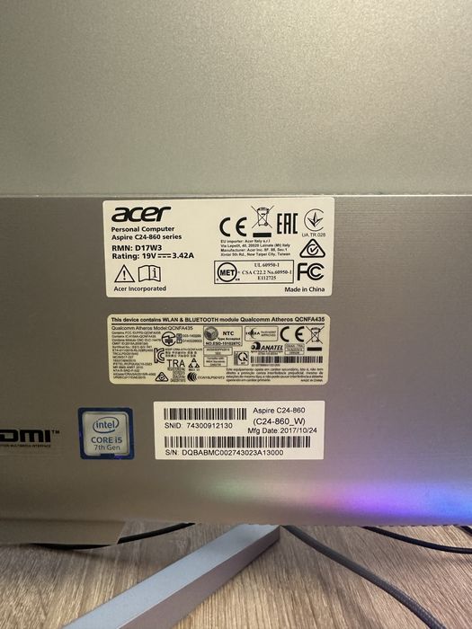 Продам моноблок Acer c24-860 series