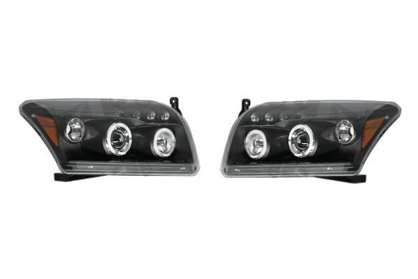 Set faruri tuning Dodge Caliber (PK) 06.2006-2013 BestAutoVest partea Dreapta+Stanga H1+H1, transparent-negru, tip USA, reglare manuala