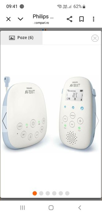 Monitor audio PHILIPS AVENT Baby DECT SCD715/52,în garantie , alb-alba