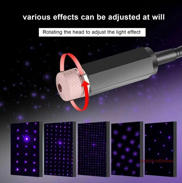 Lampa Laser Stelute Albastru-Mov USB Star Light Lumini Ambientale auto