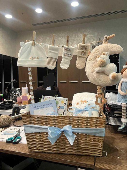 Tort pampers & coș Baby Shower/Botez/Vizita mat