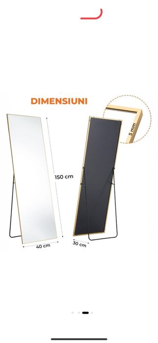 Oglinda de podea Aurie Verticala,Dreptunghiulara