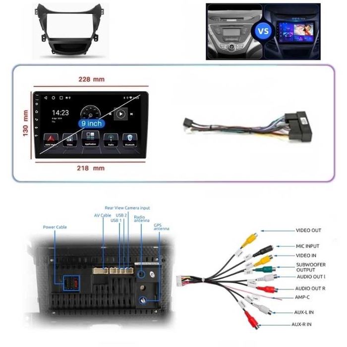 HYUNDAI ELANTRA 2011/2016 9” 2-DIN, с Android 14, 4/64GB, CarPlay, AА
