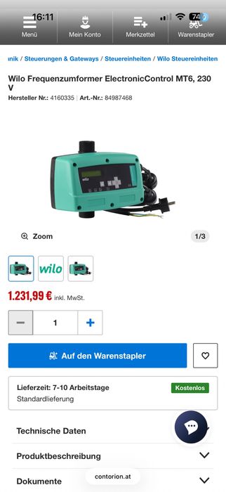 Pompa pt apa centrifuga Wilo HD Economy+ Convertizor de frecventa și presiune Wilo