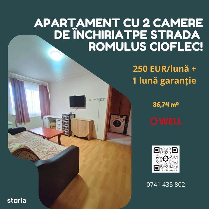 Apartament cu 2 camere de închiriat  pe strada Romulus Cioflec!