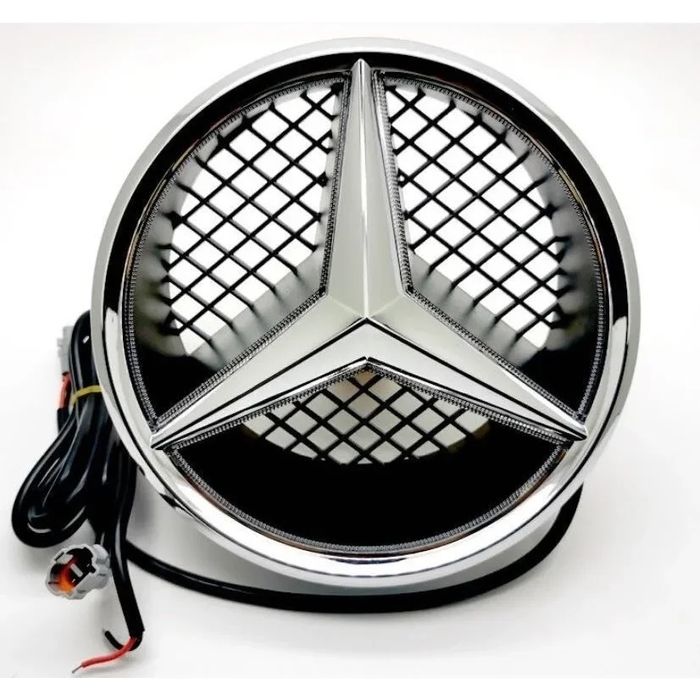 Emblema Logo Mercedes Luminata LED alb Clasa B C GLK  Crom
