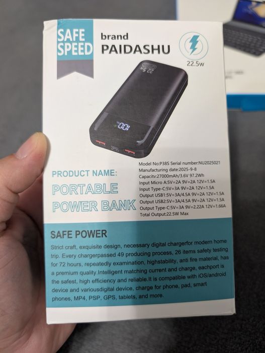 Baterie externa Fast Charge Paidashu 27.000 mAh 22.5 W