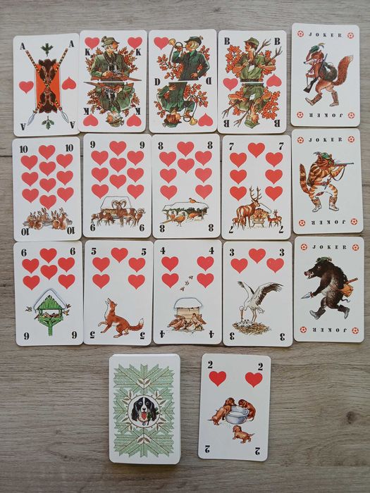 Стари ретро карти за игра, немски оригинал COEUR DDR