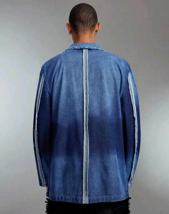 Ново мъжко дънково сако блейзър яке изтъркан ефект деним памук ХL