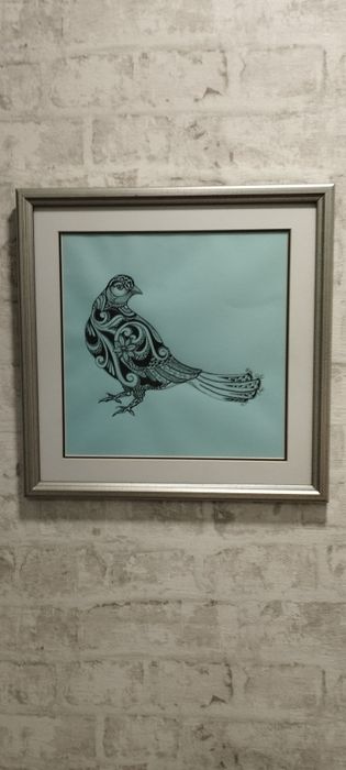 Картина в технике графика, голубь