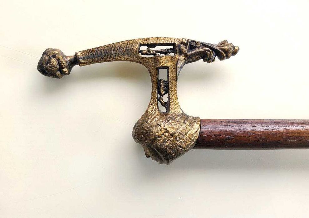 Baston din lemn și bronz, Dimensiuni: 11 x 91 cm, Mâner 17 cm