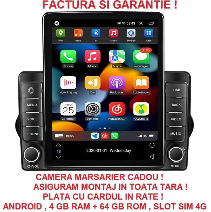 Navigatie Fiat Tipo Egea din 2015 - 2021 Ecran TESLA 9.7 inch 4GB RAM