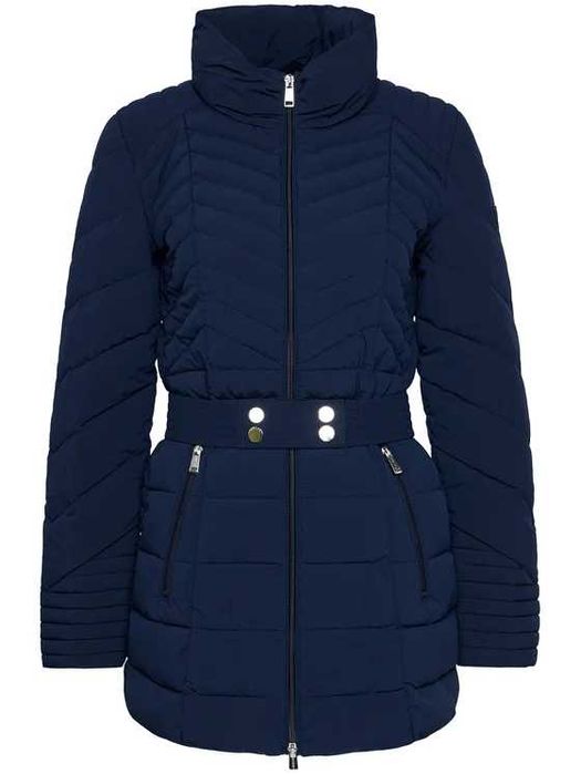 Geaca Guess Teresa bleumarin/ albastru cu centura in talie cu puf